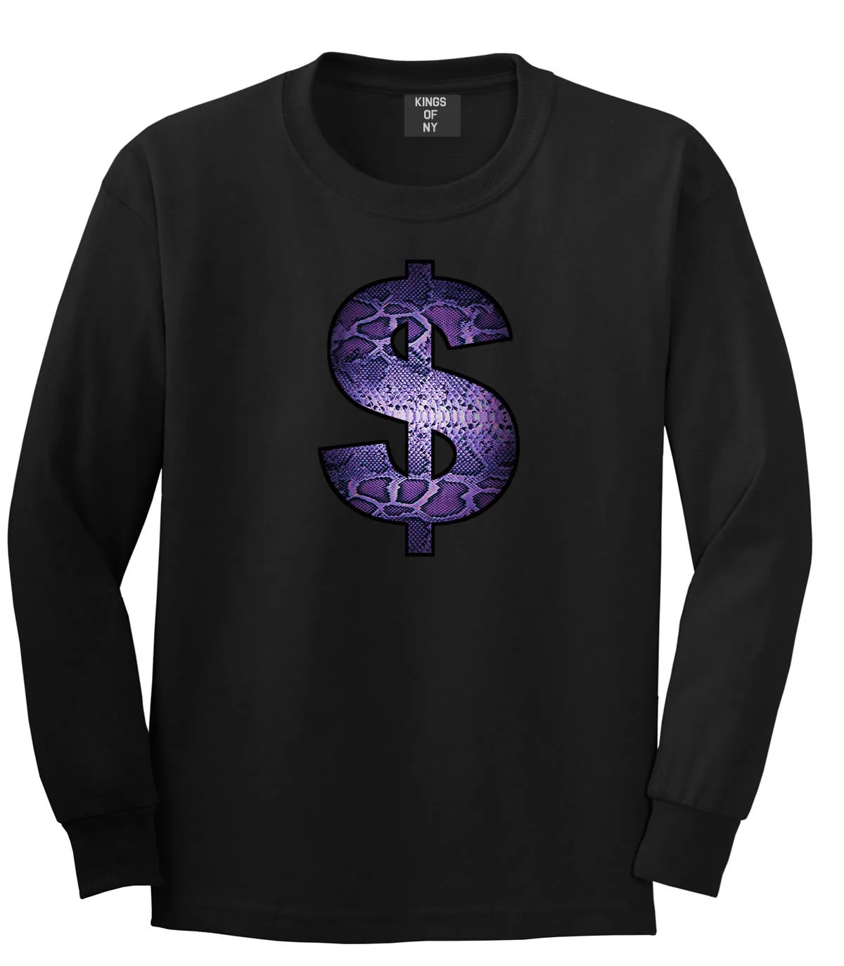 Snakeskin Money Sign Purple Animal Print Long Sleeve T-Shirt