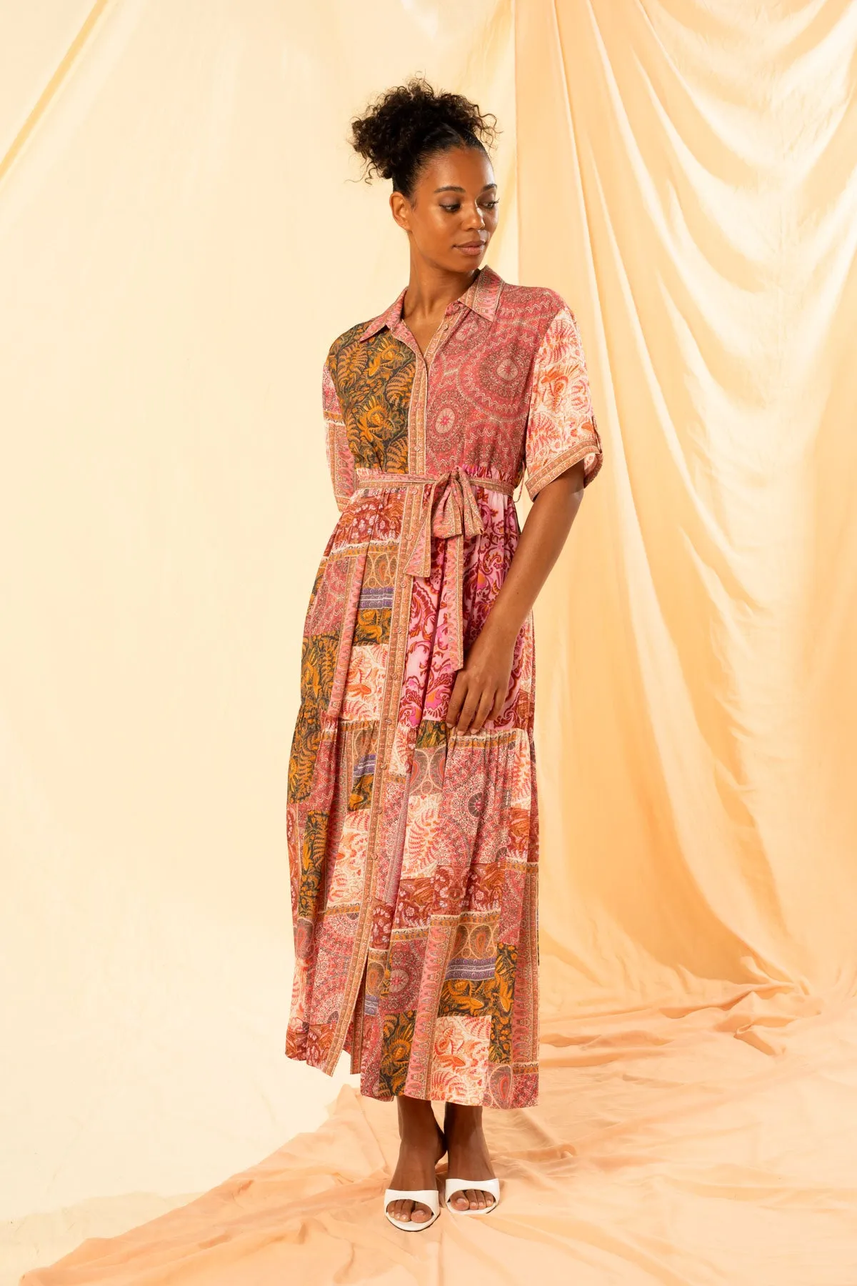 Sophia Tiered Maxi Shirt Dress