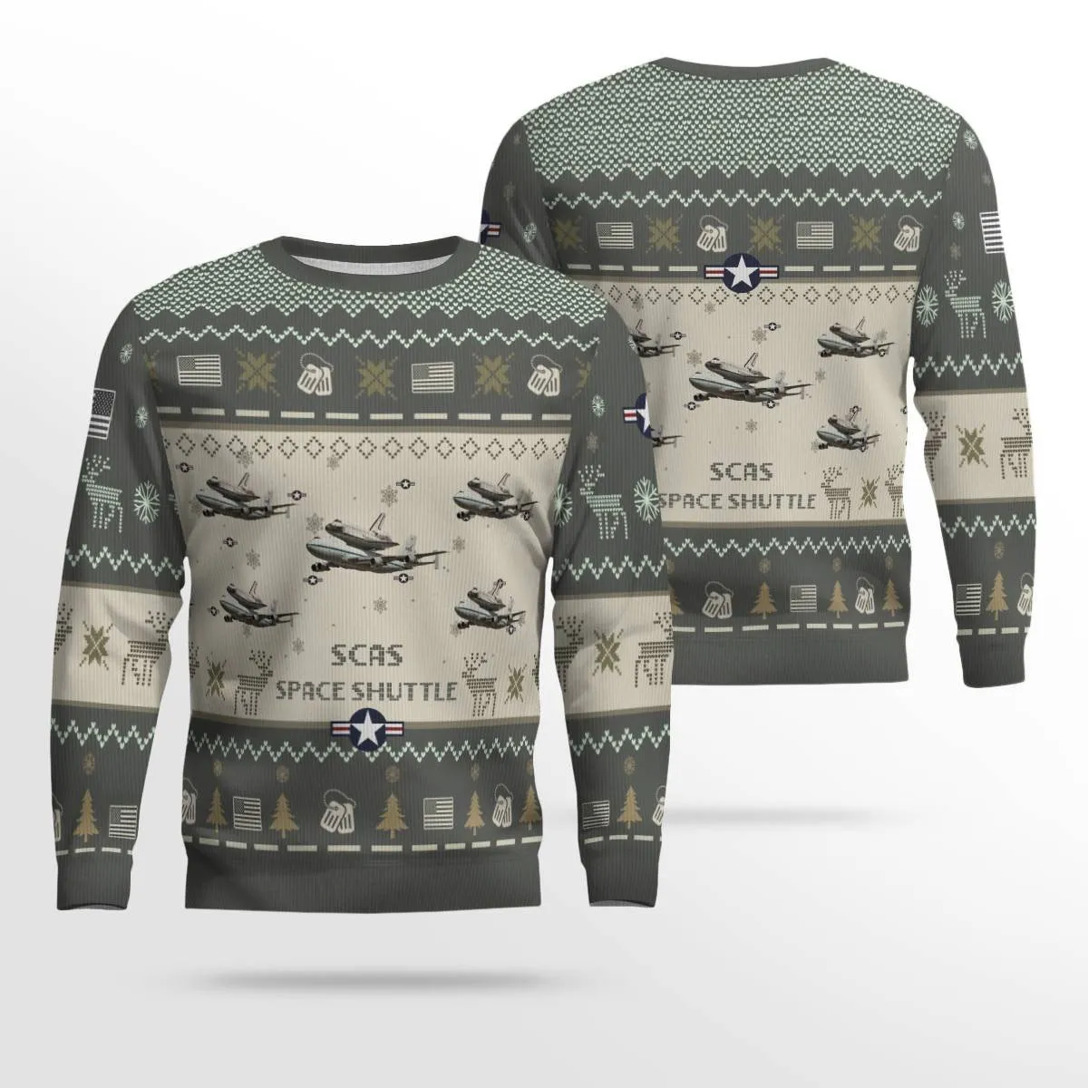 Space Shuttle SCAs Aircraft Ugly Sweater, Ugly Sweater Christmas Shirt for Men Dad Veteran