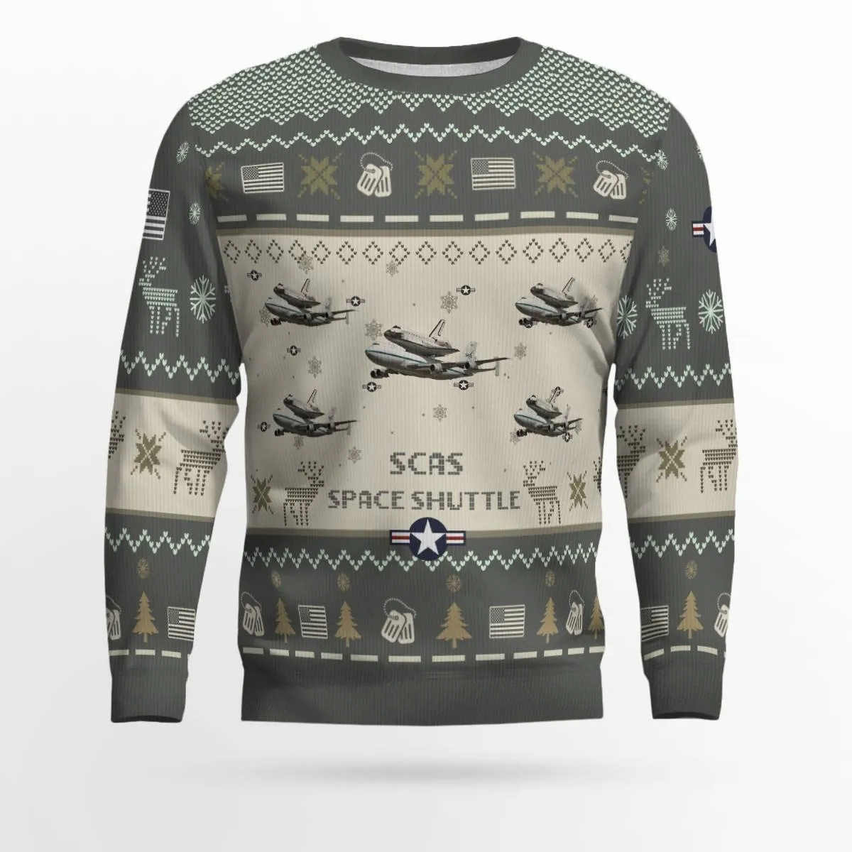 Space Shuttle SCAs Aircraft Ugly Sweater, Ugly Sweater Christmas Shirt for Men Dad Veteran