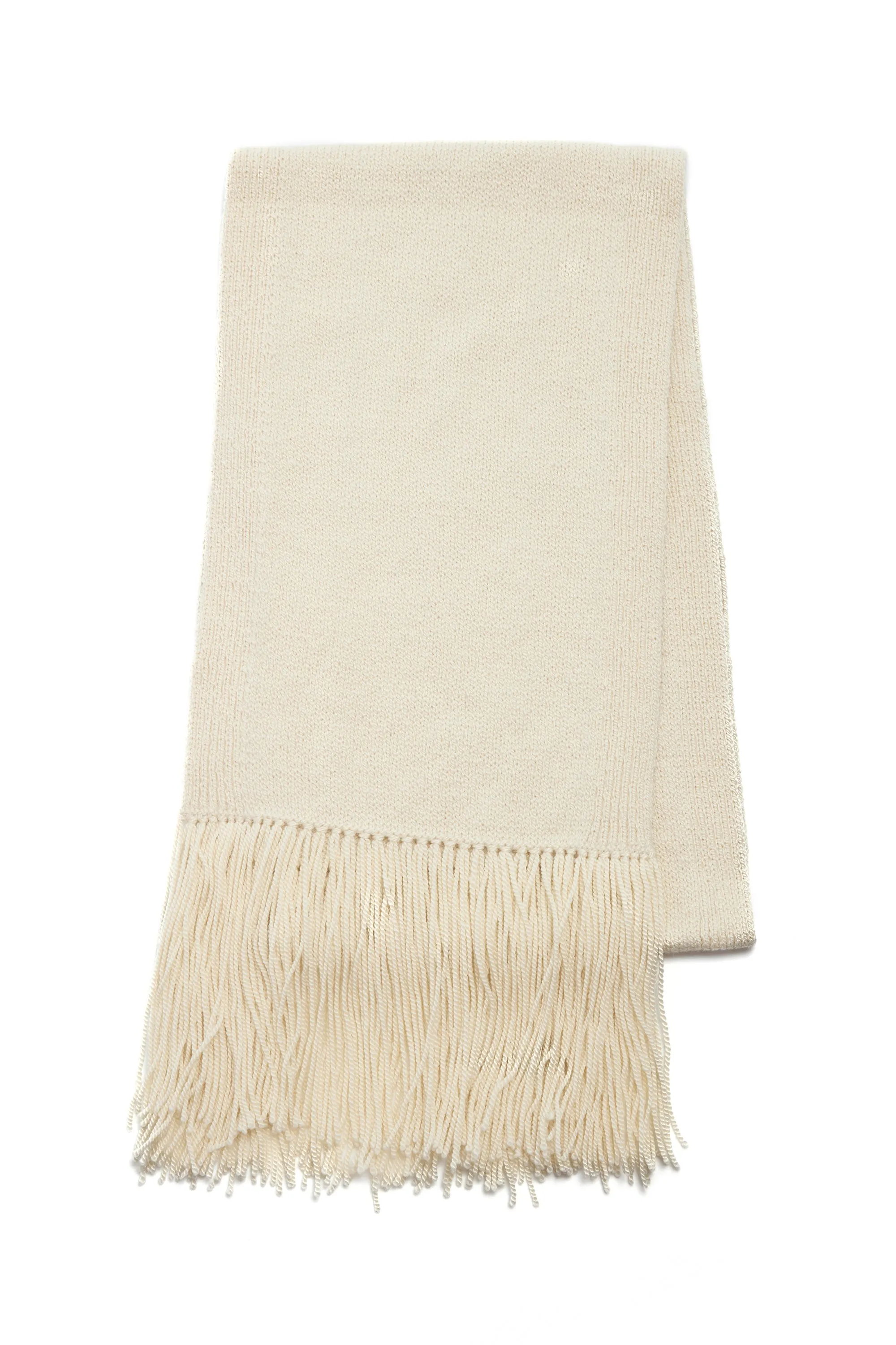 Staffordshire Knit Fringe Scarf in Ivory Cashmere