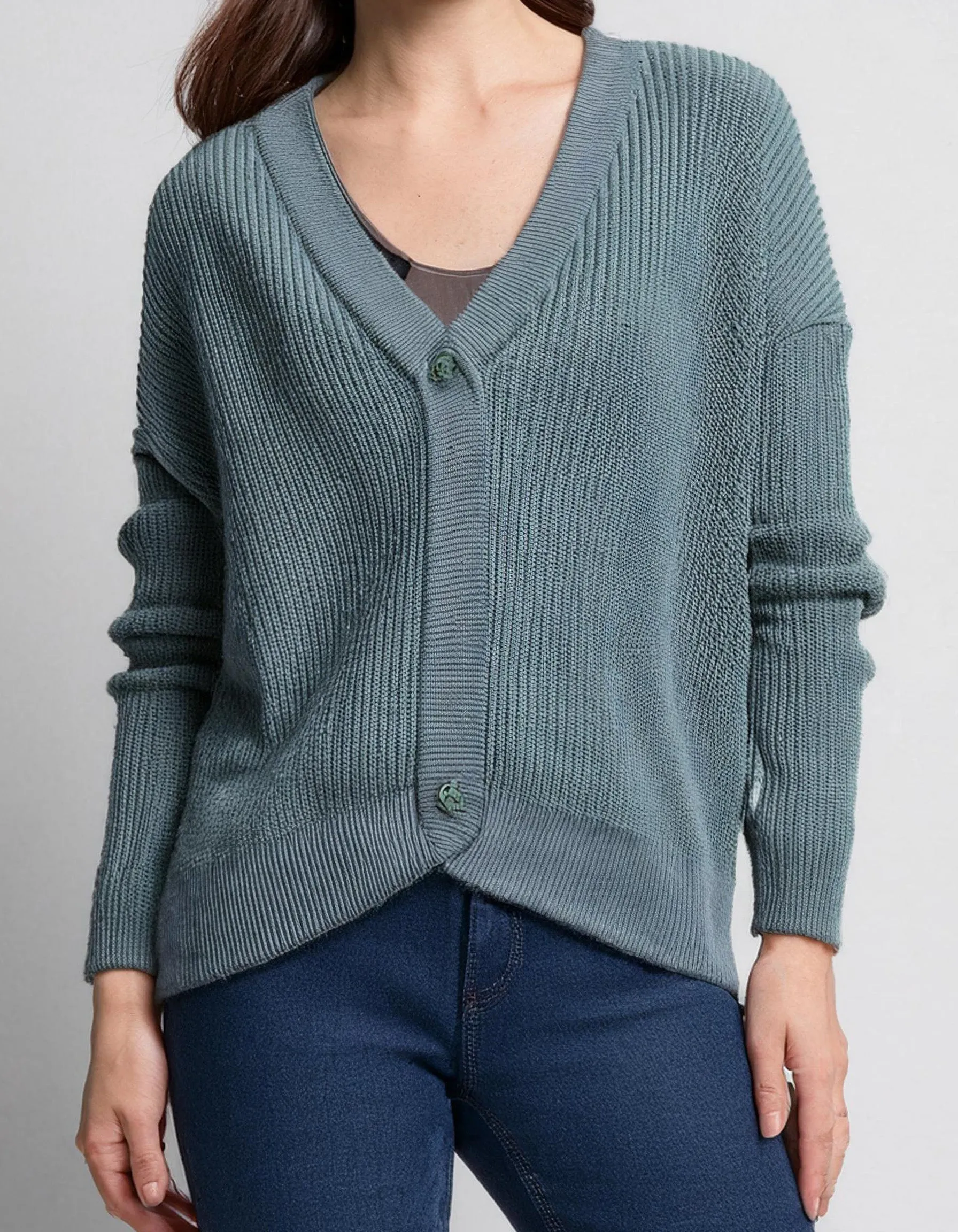 Steel Blue V-Neck Cardigan