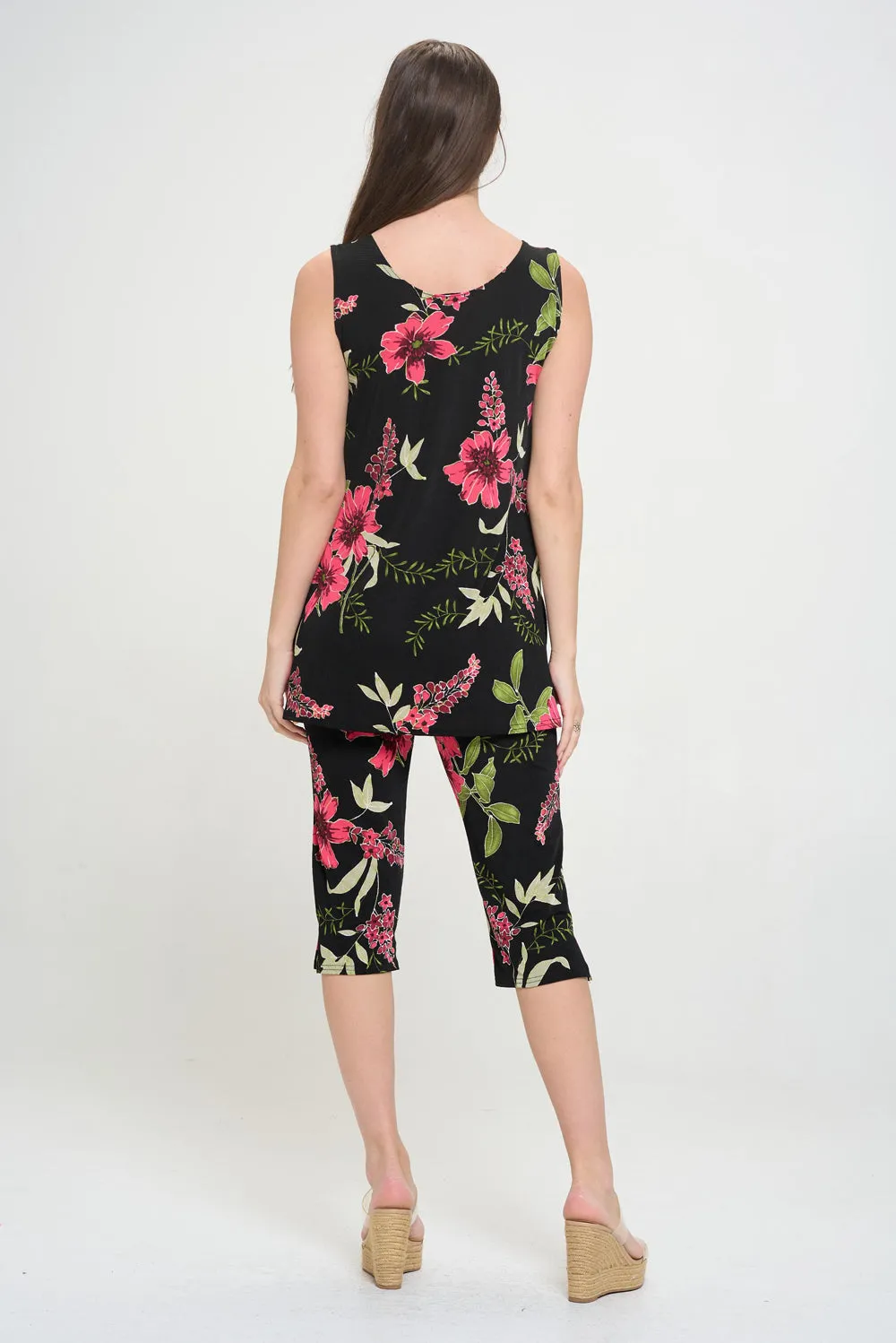 Stretchy Tank Capri Pant Set Print-9002BN-TRP1-W431