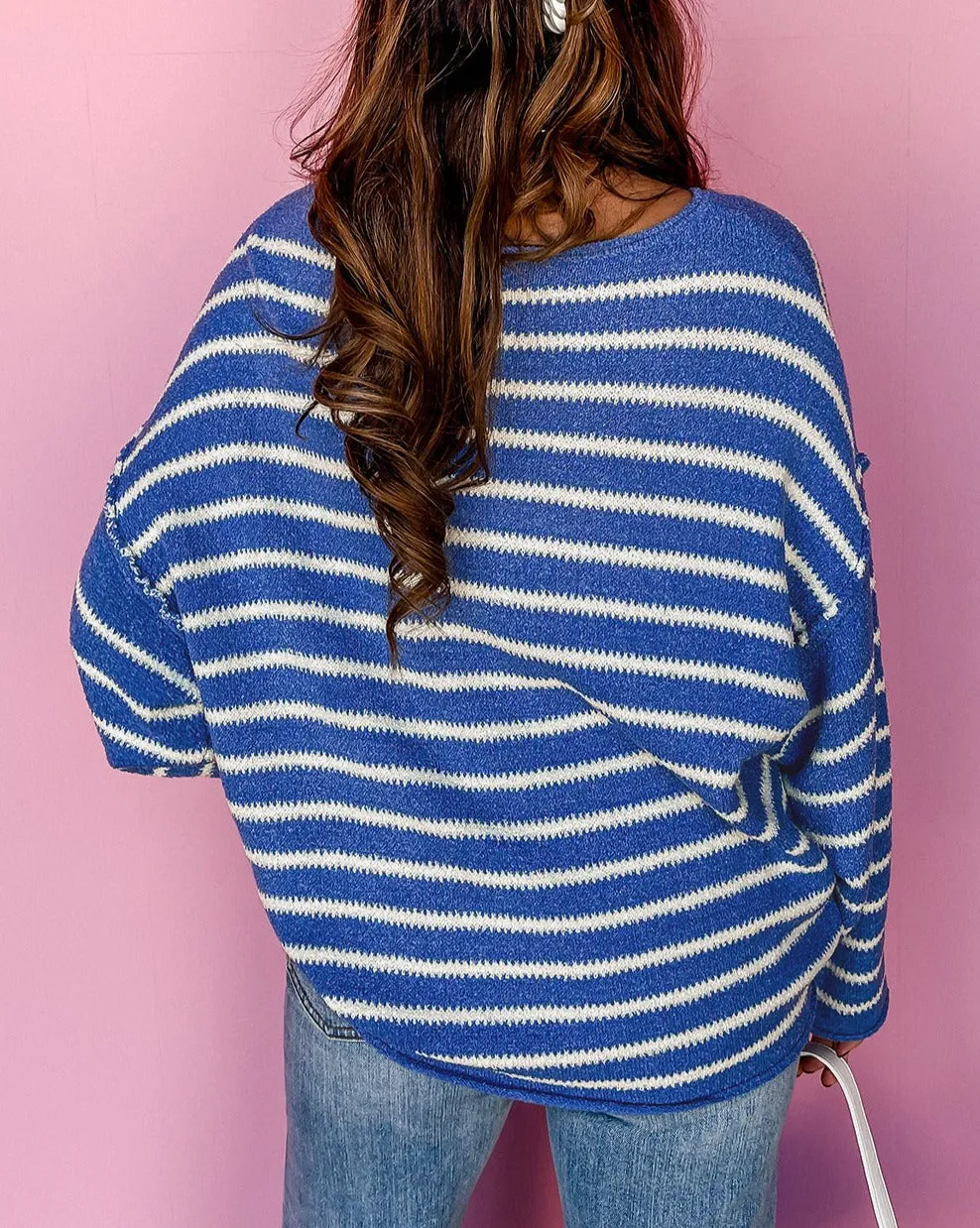 Stripe Drop Shoulder Casual Sweater