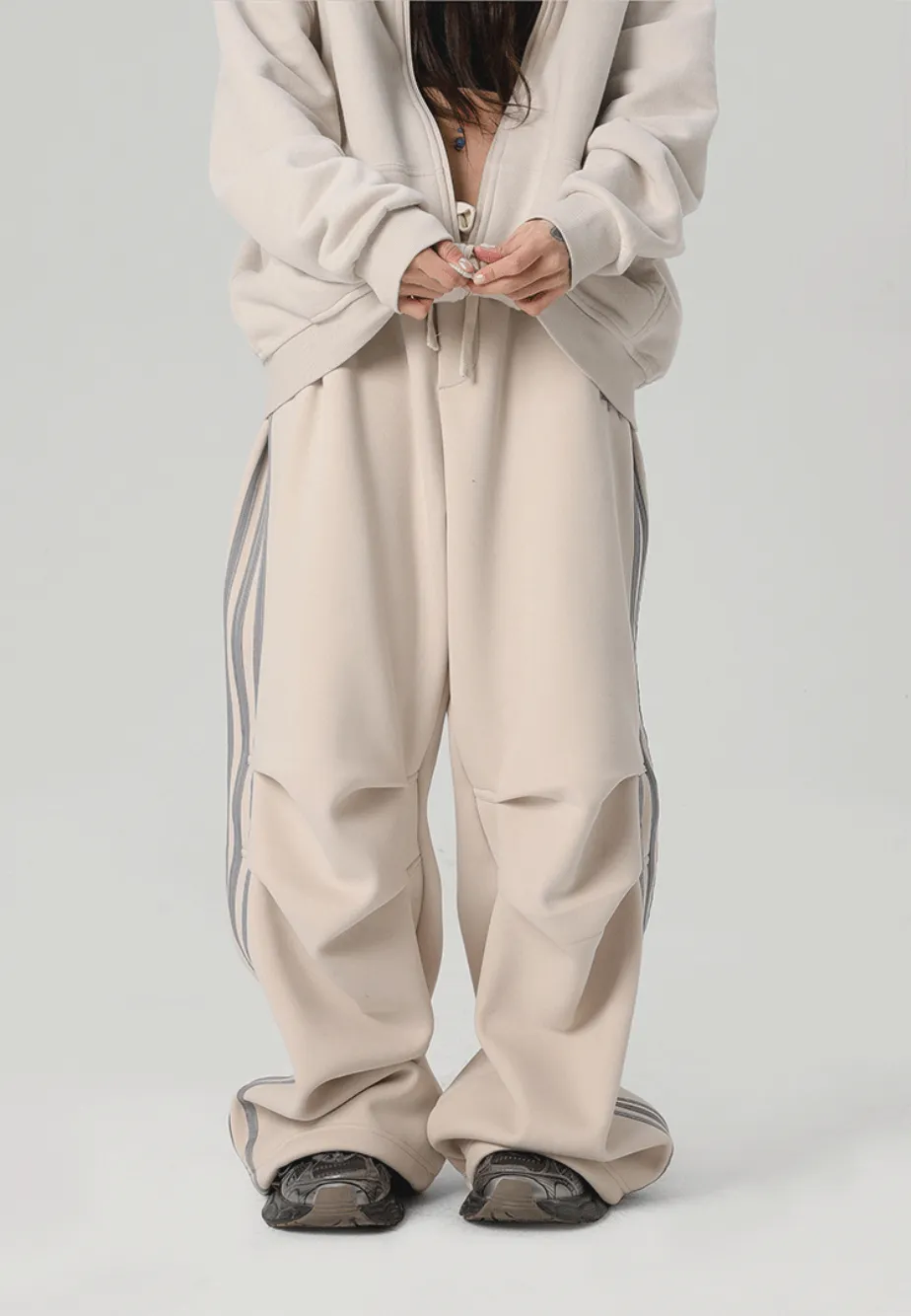 Striped Loose Sports Paratrooper Sweatpants