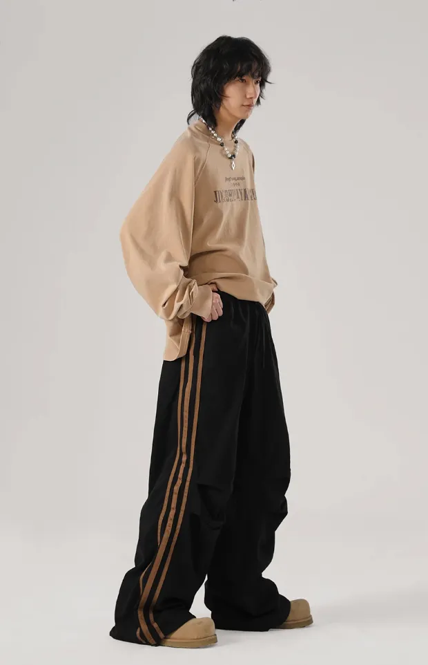 Striped Loose Sports Paratrooper Sweatpants