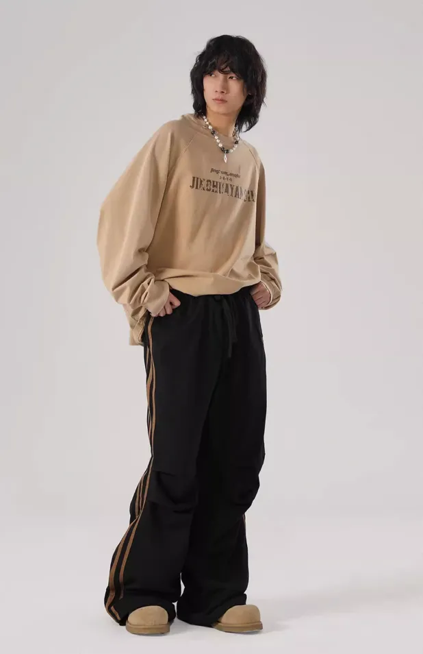 Striped Loose Sports Paratrooper Sweatpants