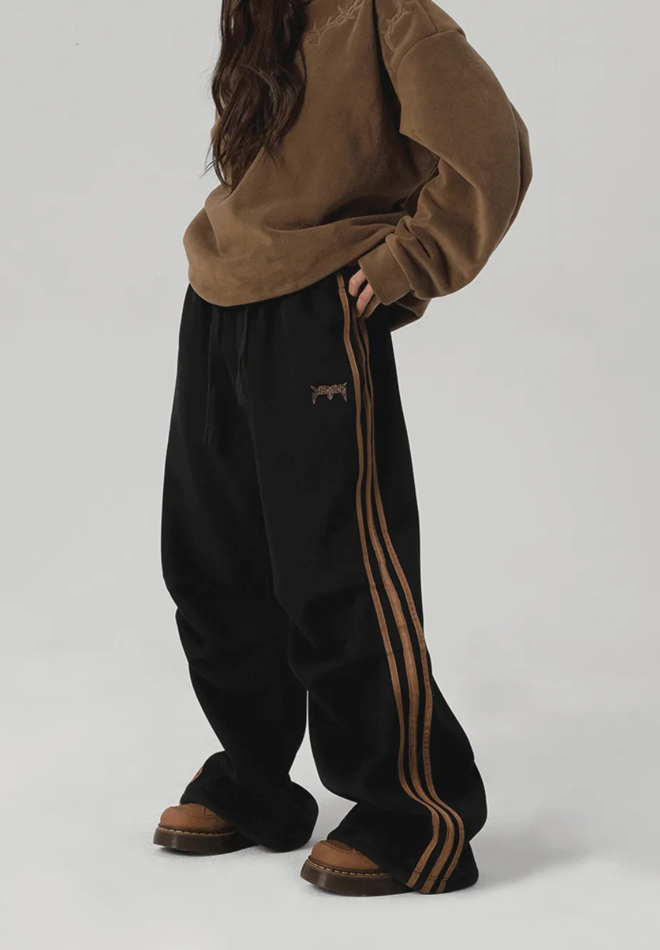 Striped Loose Sports Paratrooper Sweatpants