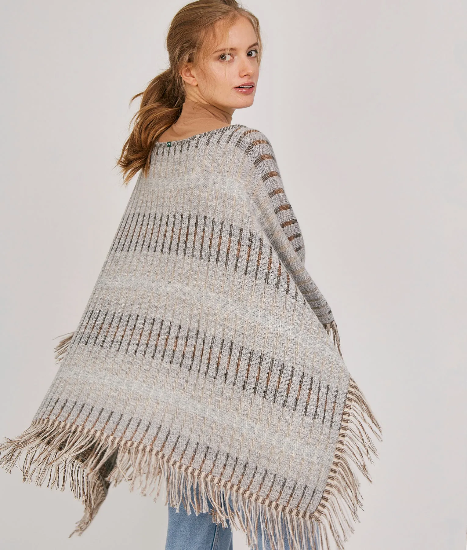 Striped Rib Reversible Poncho