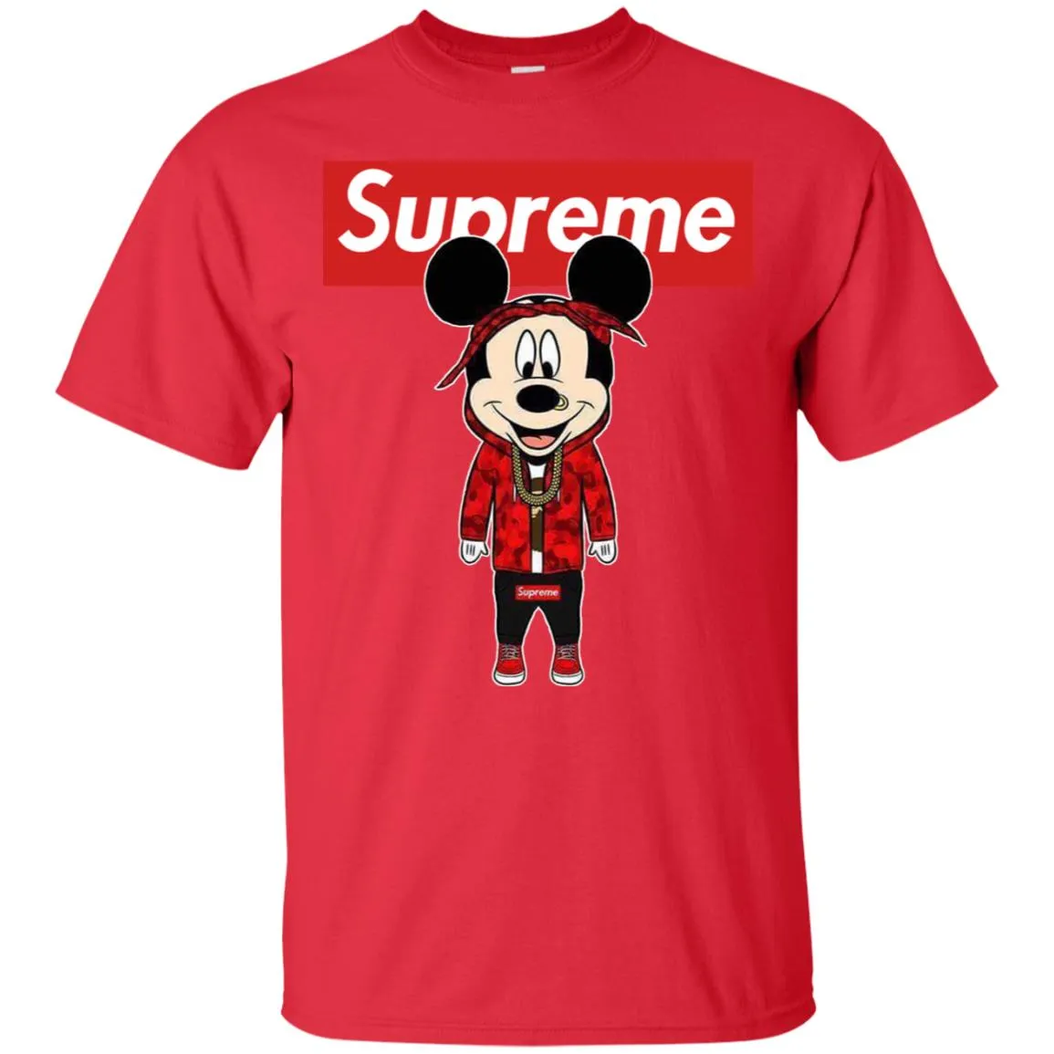 Supreme Mickey Style Fashion T-shirt Men Cotton T-Shirt