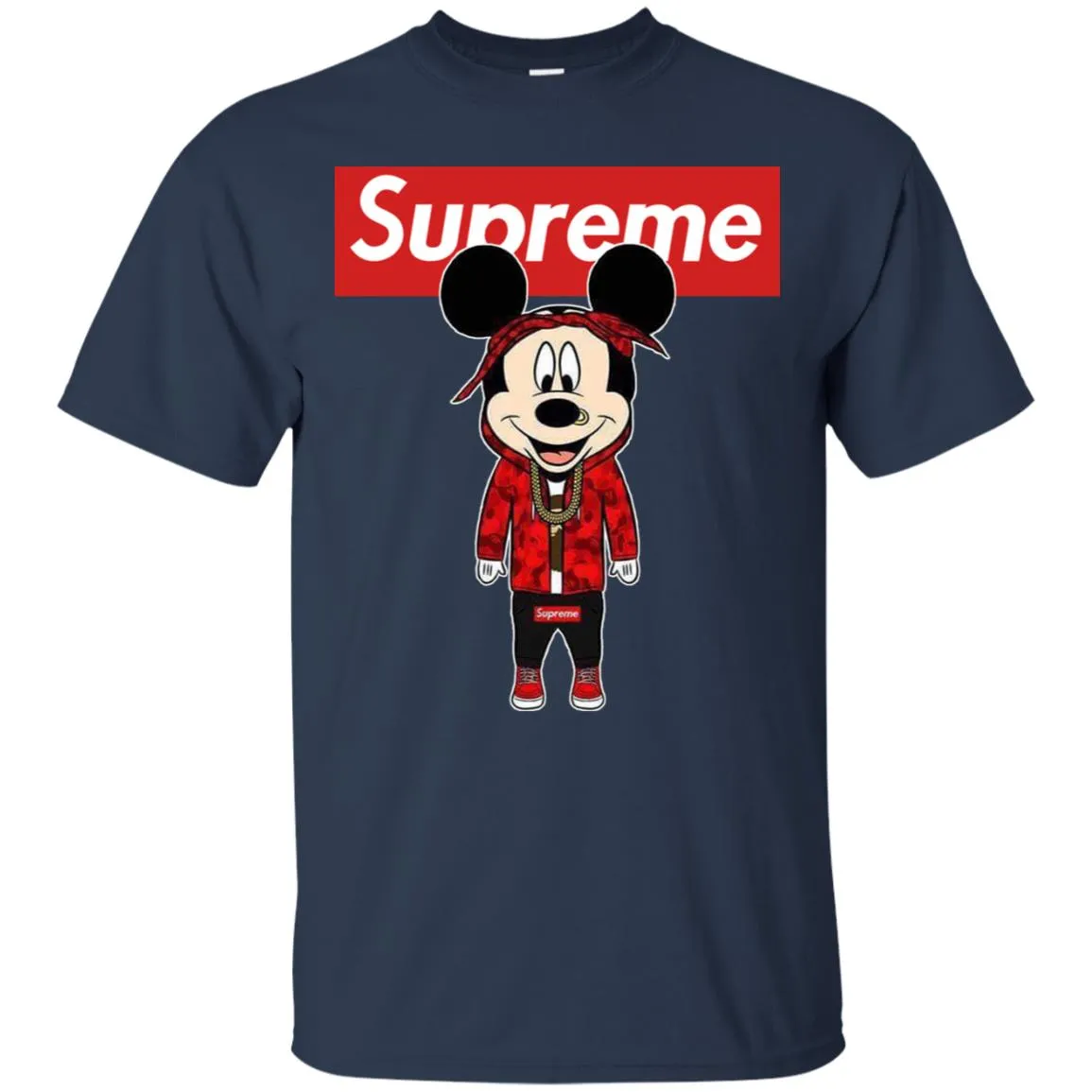 Supreme Mickey Style Fashion T-shirt Men Cotton T-Shirt