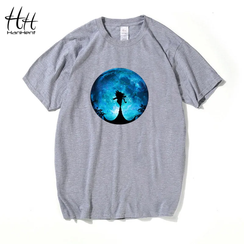 T-shirts HanHent Beat Goku Moon Print Men Fashion