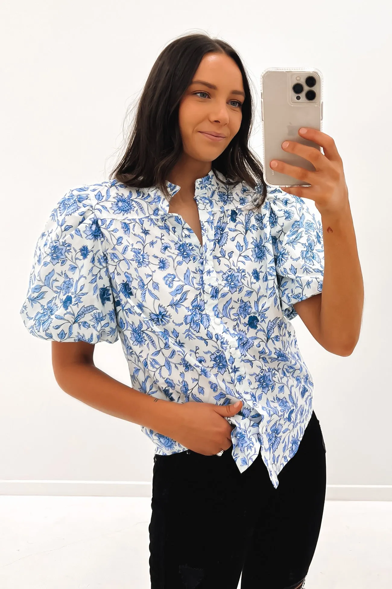 Tamsin Top Blue Floral