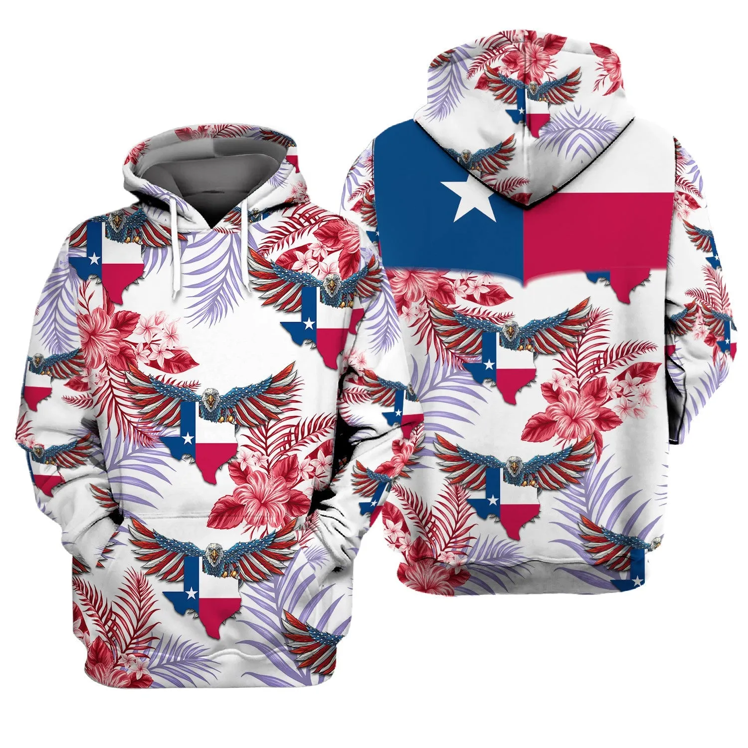 Texas Eagle Flag Flower Pattern 3D Full Print Shirt, Perfect Christmas Shirt for Texas Person