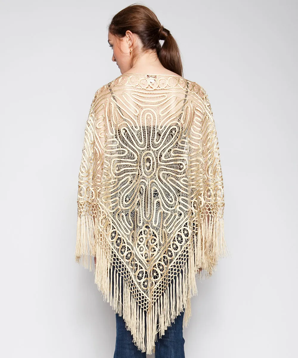 THE AMELIE OPENWORK PONCHO IN IVORY