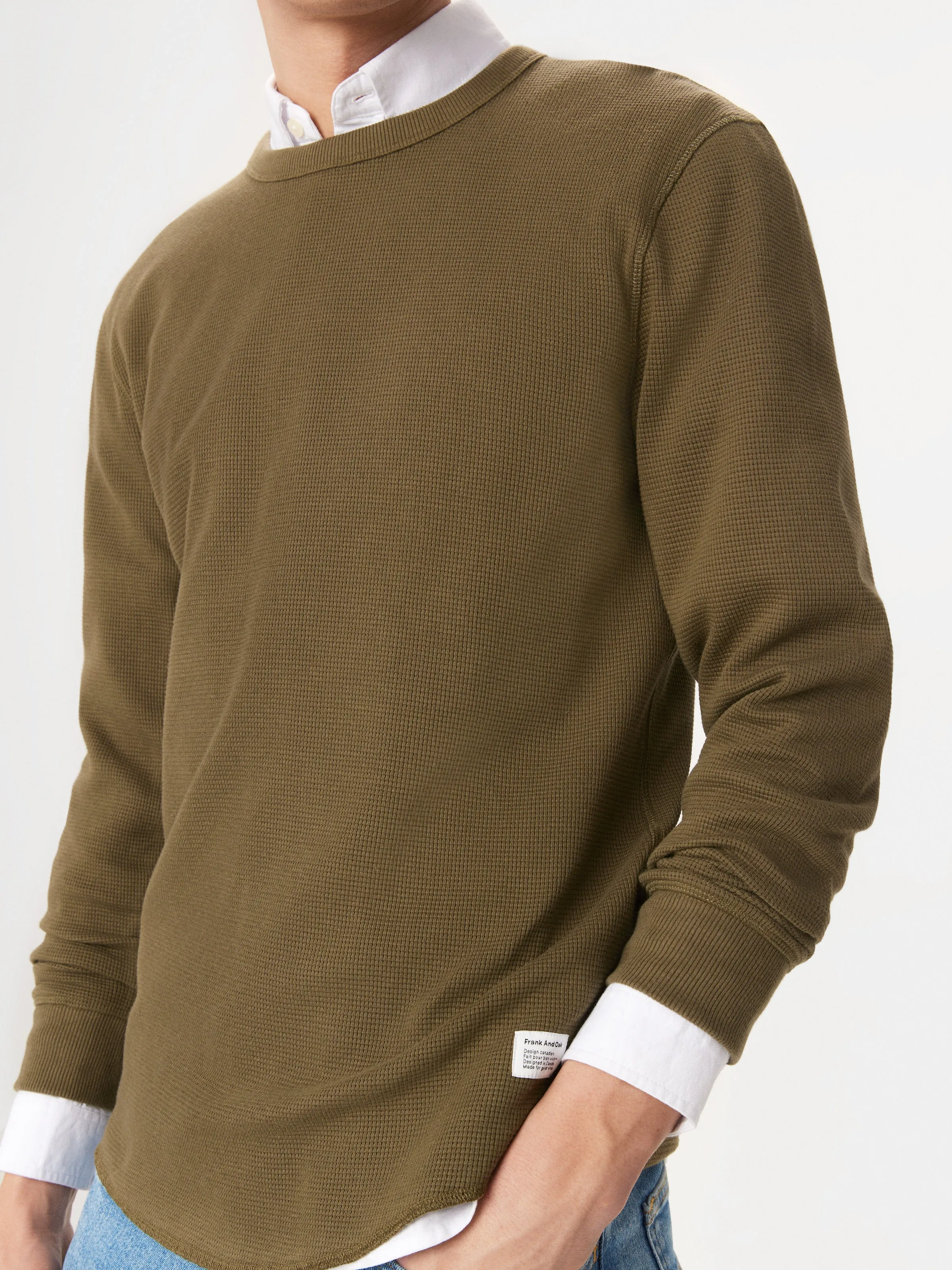 The Long Sleeve Waffle T-Shirt in Tuscany Green