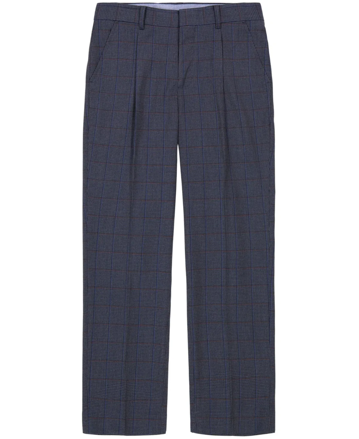 Tommy Hilfiger Big Boys Stretch Houndstooth Deco Single-Pleat Pants - Bright Cobalt