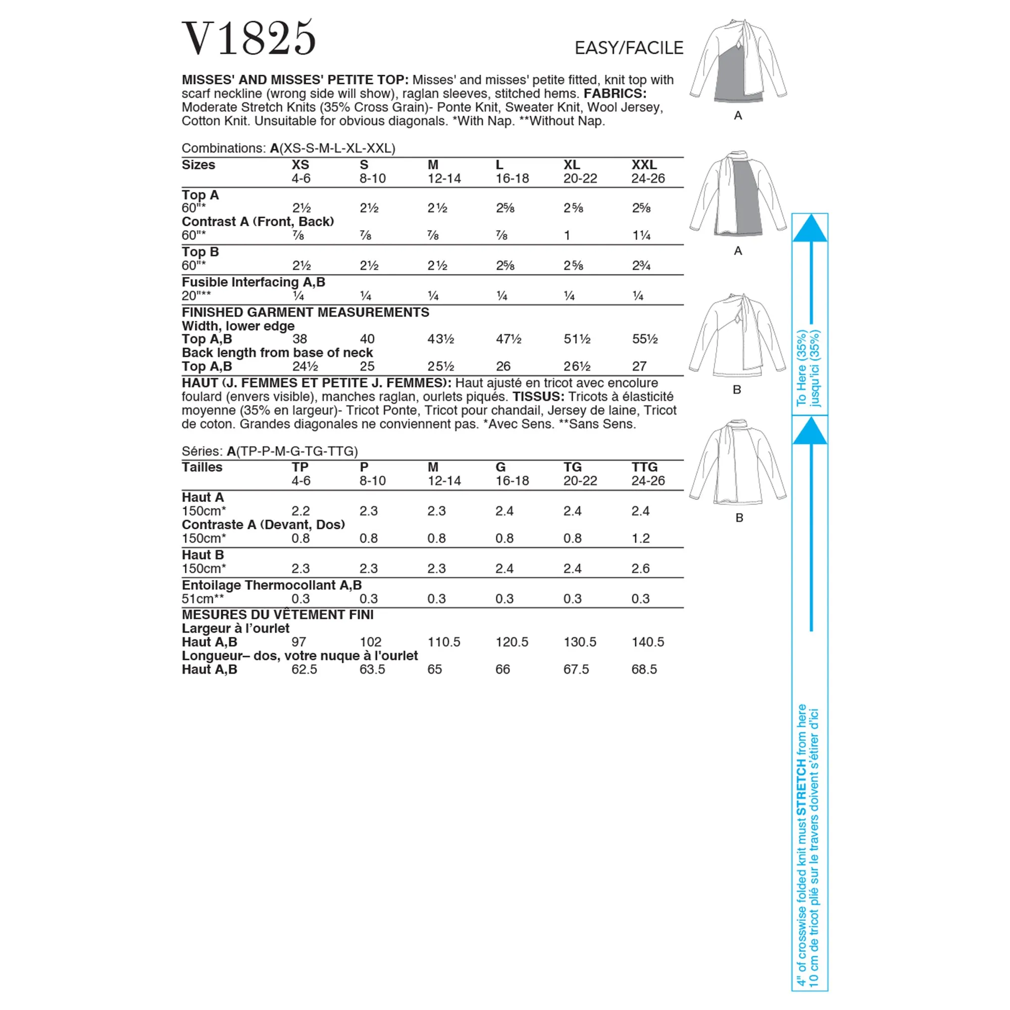 V1825 Misses' and Misses' Petite Top