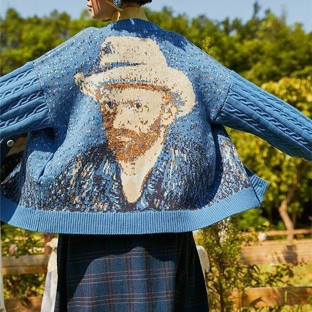 Van Gogh Self-Portrait Knit Cardigan