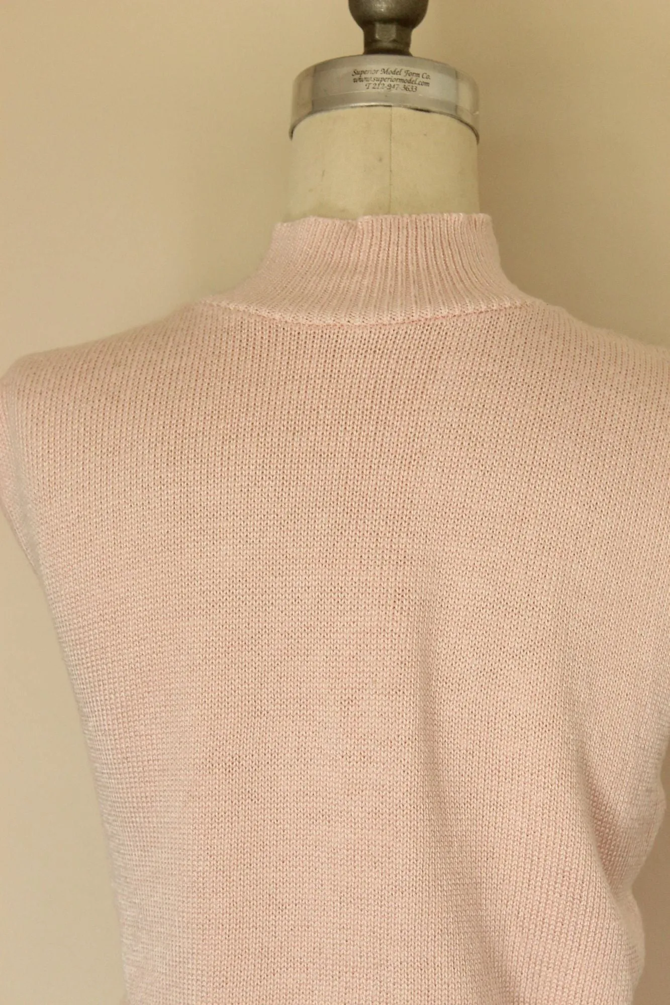 Vintage 1980s 1990s Pink Knit Mock Neck Sleeveless Sweater