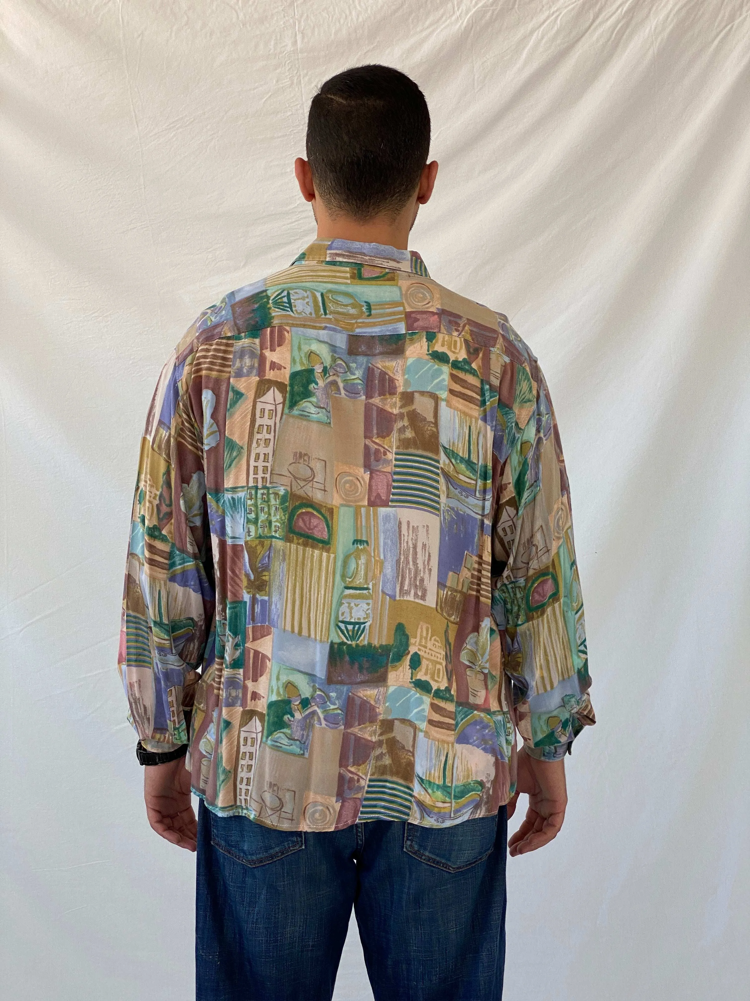 Vintage 90s Zazzi Men’s Button Up Printed Shirt - XL