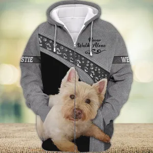 Westie Never Walk Alone 3D Full Print Shirts, Shirt For Dog Lovers, Dog Memorial Gifts for loss of Dog