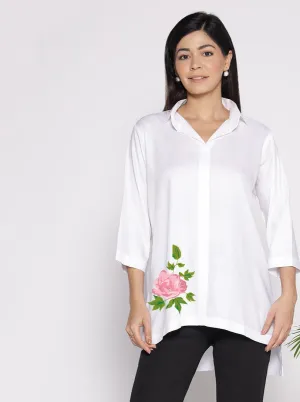 White Rayon ShirtTop - Klematis