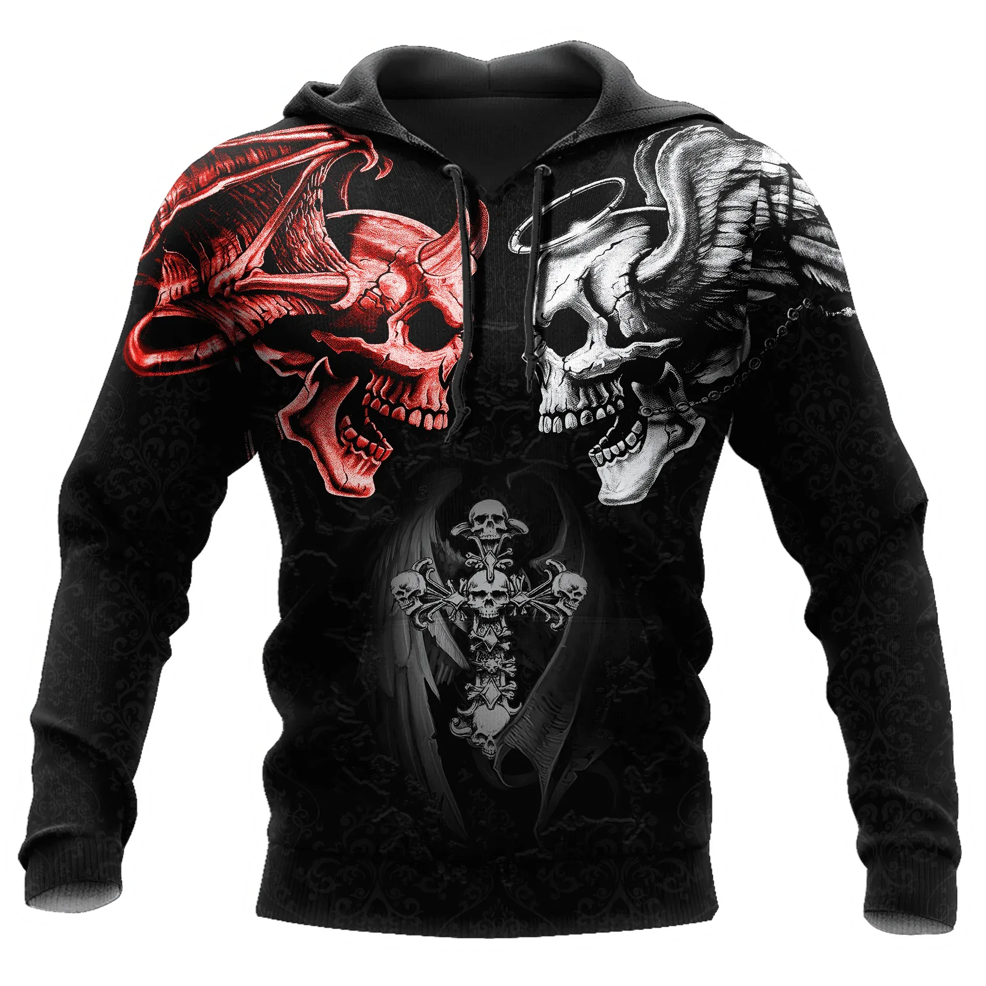 Wolf Skulls Art Hoodie For Men And Women Viking Skull Hoodie