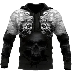 Wolf Skulls Art Hoodie For Men And Women Viking Skull Hoodie