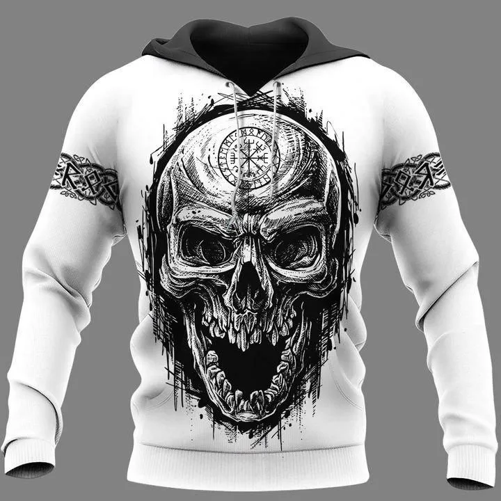 Wolf Skulls Art Hoodie For Men And Women Viking Skull Hoodie