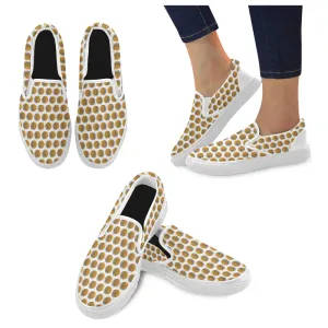 Women's Big Size Sunflower Polka Print Canvas Slip-on Shoes