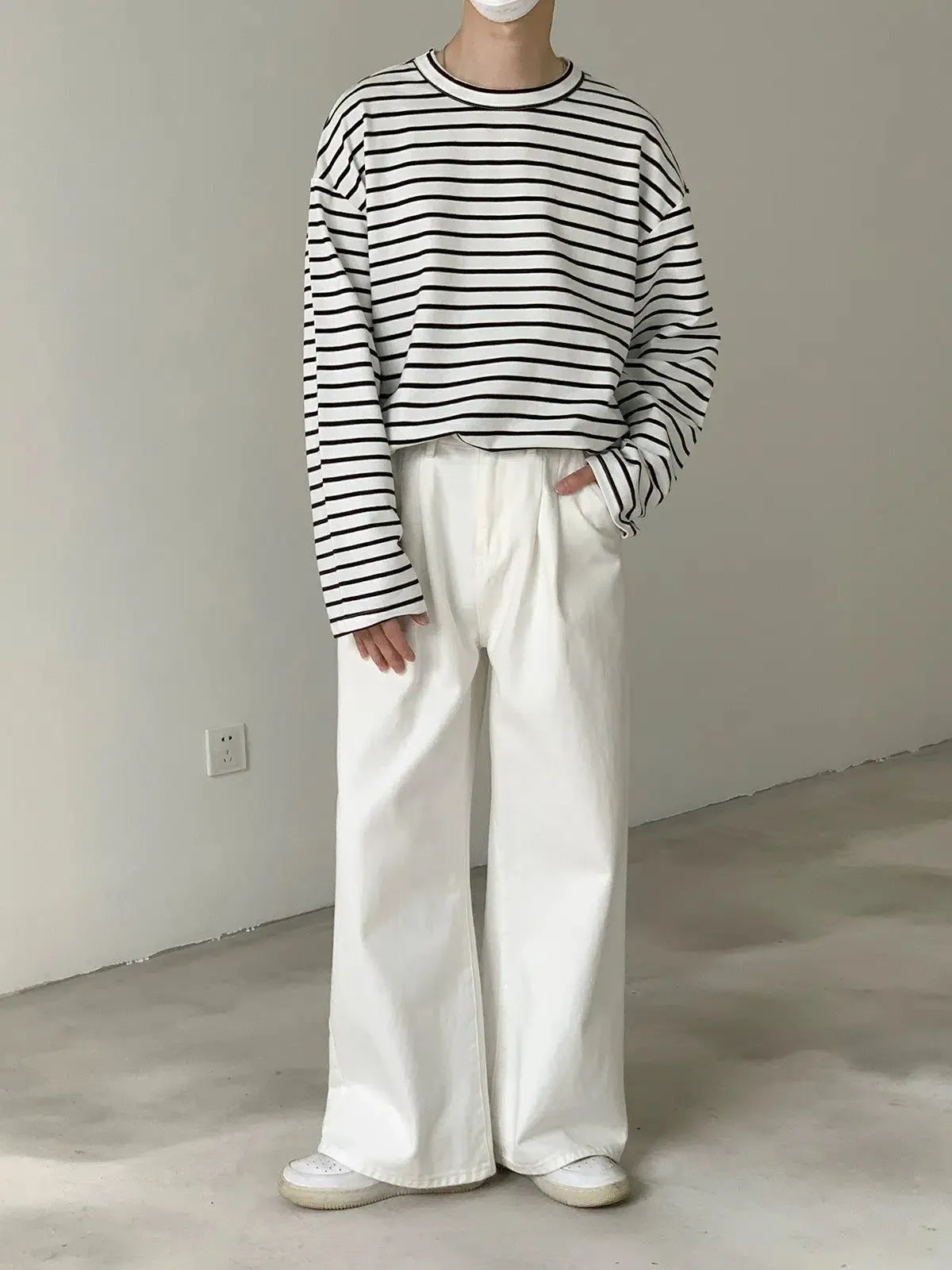 Zhou Casual Striped Print Long Sleeve T-Shirt