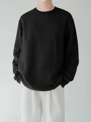 Zhou Subtle Textured Stripes Long Sleeve T-Shirt